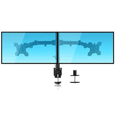 Imagem de Braço do Monitor Dual Lcd. Monitorar suporte de montagem de mesa totalmente ajustável totalmente ajustável para 13 "-27" monitor, cabe até 22lbs por braço com VESA 7. 5x75mm, 100x100mm. Suportes para
