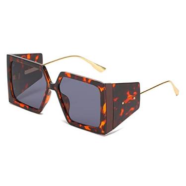 Imagem de Desgin Vintage Metal Steampunk Óculos de Sol Masculino Feminino Escudo Quadrado Óculos de Sol Para Homens Mulheres Elegantes Tons UV400,C2 Leopard,China