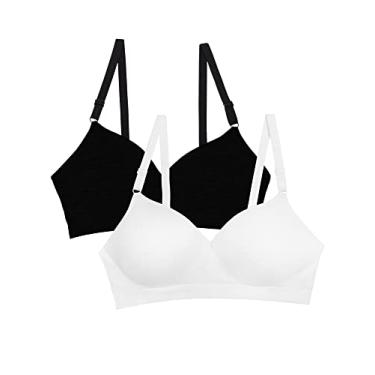 Imagem de Fruit of the Loom Sutiã push-up sem aro sem costura, Pacote com 2 tons de preto/branco, 36DD