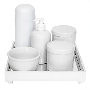Imagem de Potinho de Mel Kit Higiene Espelho Completo Porcelanas e Garrafa Pequena Branco