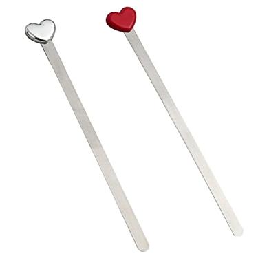 Imagem de ARFUKA 2 peças marcadores de metal em forma de coração conjunto de marcadores de página longa marcadores de livro para homens mulheres crianças meninos meninas estudantes presentes de natal aniversário lembranças