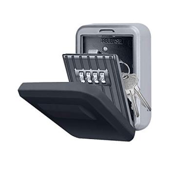 Imagem de Caixa de bloqueio de chave com combinação de 4 dígitos para chave de casa montada na parede, à prova de intempéries, redefinível, caixa de bloqueio de chave para o exterior (com capa à prova d 'água)