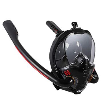 Imagem de Homesen Máscara de mergulho com tubo duplo de silicone máscara de mergulho totalmente seco para adultos máscara de natação óculos de mergulho autônomo aparelho de respiração subaquática