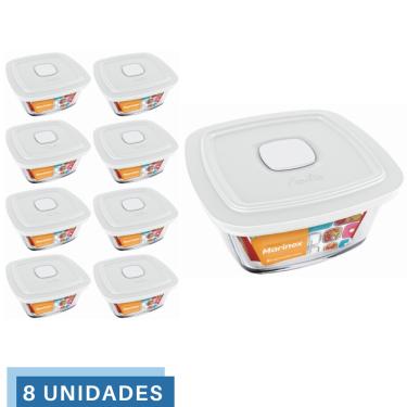 Imagem de 8 Potes Vidro Facilita Vap Quadrado Com Tampa 2L Marinex