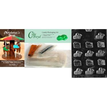 Imagem de Cybrtrayd Molde de chocolate variado "Small Pie and Cake" com pacote de chocolate, inclui 50 sacos para violoncelo, 25 laços dourados e 25 prateados