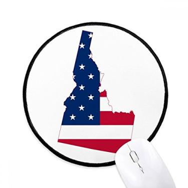 Imagem de DIYthinker Idaho America Map Stars Stripes Flag Mouse Pad Desktop Office Tapete Redondo para Computador