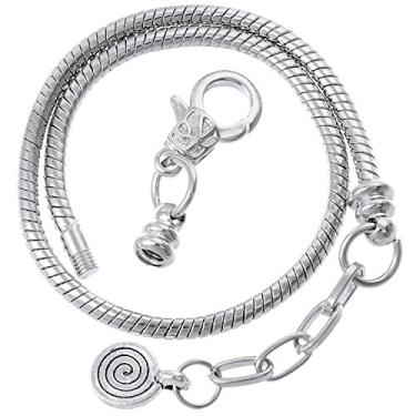 Imagem de RUBYCA 10 peças 17 cm Fecho lagosta pingente espiral corrente cobra pulseira europeia berloque prateado