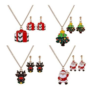Imagem de CNBPIC Natal Papai Noel Colar Brincos Árvore Alce Ano Novo Joias Presente