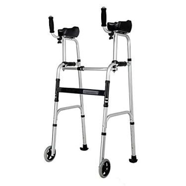 Imagem de Andador de rolamento para idosos, com apoio de braço e rodas e assento, andador vertical dobrável para adultos desliza, altura ajustável (cor: sem assento) needed
