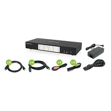 Imagem de IOGEAR Interruptor KVMP de visualização dupla 4K de 4 portas com conexão HDMI, hub USB 3.0 e áudio (TAA) GCS1944H