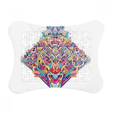 Imagem de Moldura de quebra-cabeça com padrão geométrico de cartas de baralho de diamantes, enfeite de quebra-cabeça