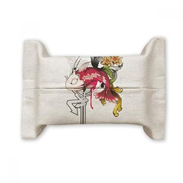 Imagem de Bolsa de linho de algodão com estampa de ondas japonesas