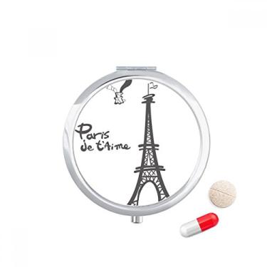 Imagem de Caixa de comprimidos com desenho de linha da Torre Eiffel, caixa de armazenamento de medicamentos
