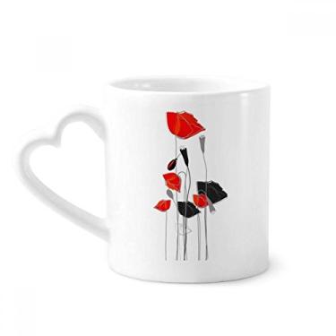 Imagem de Caneca de milho com pintura abstrata de flores vermelhas Caneca de café cerâmica copo de coração de vidro