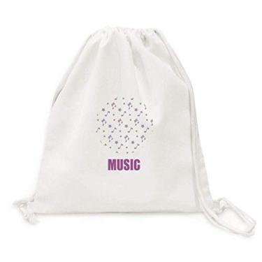 Imagem de Mochila roxa de pequenas estrelas notas musicais bolsa de lona com cordão para compras viagem