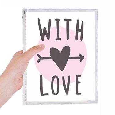 Imagem de Caderno com citação rosa com texto "With You Love", diário de folhas soltas recarregável, papelaria