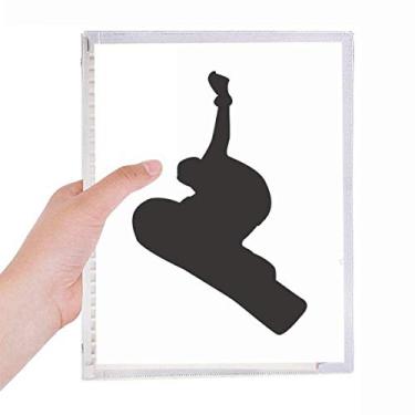 Imagem de Caderno de skate esportivo preto com desenho de folhas soltas diário recarregável