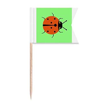 Imagem de Seven Star Ladybug Animated Pest Inseto Toothpick Flags Etiquetagem Marcação para Festa Bolo Comida Cheeseplate