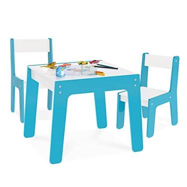Imagem de Kit Mesa Mesinha + 2 Cadeira Cadeirinha Infantil Mdf - Junges - Azul
