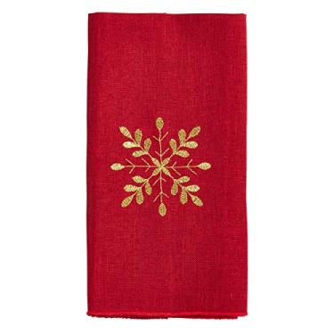 Imagem de Toalha de mesa SARO Lifestyle Neve Collection design flocos de neve, Vermelho, 20", 1