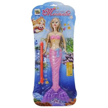 Imagem de Boneca Sereia Princess Mermaid Com Acessorio + Luz A Bateria - Mohnish