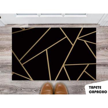 Imagem de Tapete Capacho Personalizado Triângulos Diversos Fundo Preto Detalhes