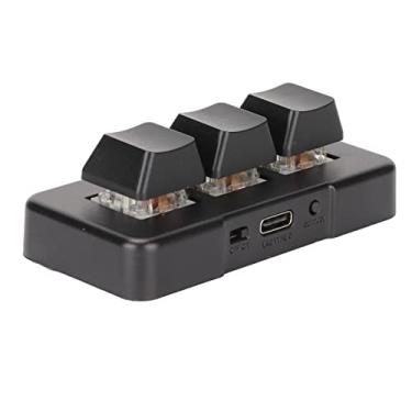 Imagem de Tbest Teclado programável de 1 botão, USB ecarke USB Mini teclado de 3 teclas, teclado mecânico para jogos, estúdio de fotos, 3 teclas, RGB retroiluminado, 3 teclas, interface USB, mini mecânico, programável (preto)