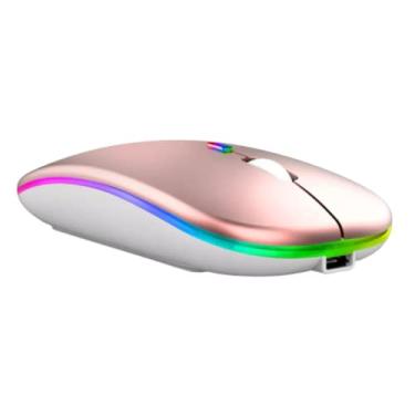 Imagem de Mouse Sem Fio Recarregável Wireless Led Rgb Ergonômico (Rosa)