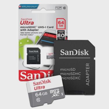Imagem de Cartão De Memória Micro Sd Sandisk sdhc 64GB Ultra Classe 10 80mb/s Com Adaptador