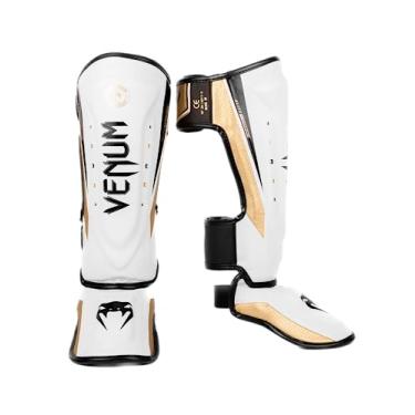 Imagem de Venum Elite Evo Shinguards - Branco/Ouro - GG