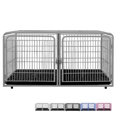 Imagem de Canil Gaiola Duplo Superior Cães Cachorro Pet Shop Tosa Cor:Prata