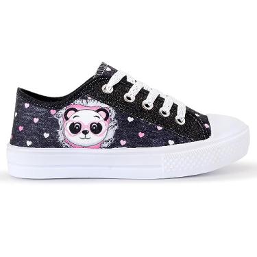 Imagem de Tênis Feminino Infantil Glitter Panda Menina Cano Baixo COR:PRETO;TAMANHO:27/28