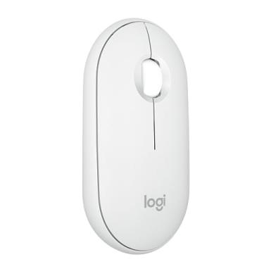 Imagem de Mouse sem fio Logitech Pebble 2 M350s com Clique Silencioso, Design Slim Ambidestro, Conexão Bluetooth e Pilha Inclusa - Branco