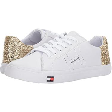 Imagem de Tommy Hilfiger Tênis feminino Lune, Branco/Ouro, 35