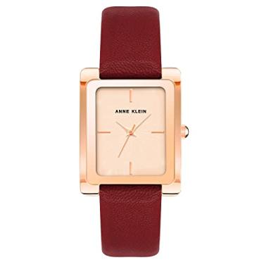Imagem de Anne Klein Relógio feminino com pulseira de couro, Roxo/ouro rosa, AK/2706RGPL