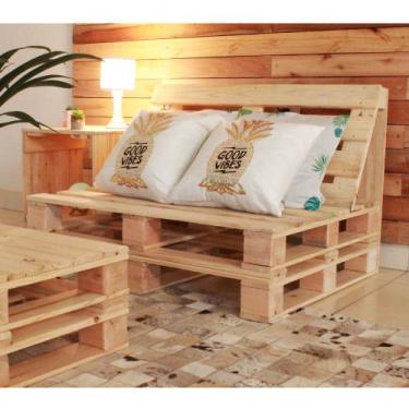 Imagem de Sofá De Madeira Pallet Em Pinus Com Encosto 2 Lugares - Joan Shop