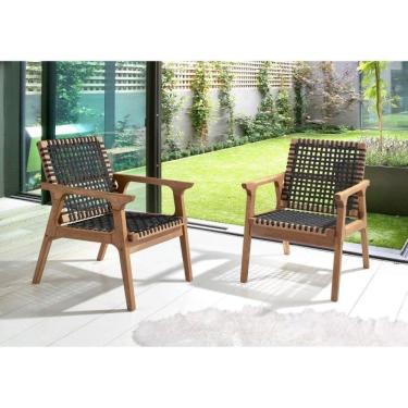 Imagem de Conjunto 2 Poltronas Fixa de Madeira e Corda Náutica Traço Casa e Jardim Móveis Stain Jatobá