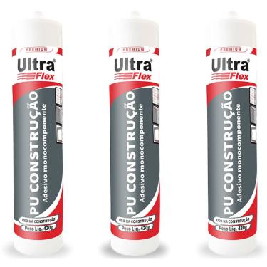 Imagem de Kit 3 Selante Vedante Poliuretano PU Ultraflex Bege Bisnaga 400g ITW