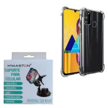 Imagem de Kit Capinha Anti Impacto Samsung M21s + Suporte Veicular Celular Ventosa Painel e Vidro