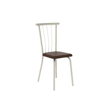 Imagem de Cadeira Sala De Jantar 154 Aço Kit 2 Uni Prata - Assento Courano Cacau - Carraro