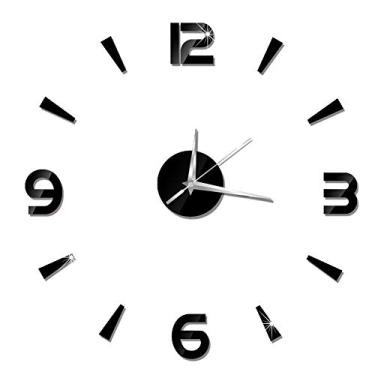 Imagem de Relógio De Parede, Relógio De Parede Adesivo 1mm Espelho Acrílico Decoração Diy Parede Moderna Decoração Do Quarto De Escritório Em Casa 60 × 60 Cm(Preto)