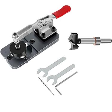 Imagem de Gabarito de dobradiça oculta de 35 mm, gabarito de gabinete de cavilha para marcenaria, localizador de guia de perfuração de furos de madeira, perfurador de dobradiça de armário de liga de alumínio