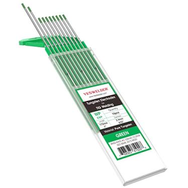 Imagem de YESWELDER - 10 unidades de solda TIG de tungstênio puro (verde, WP) 0,040"-5/32" por 7" de comprimento, Tungsten Electrode Pure Tungsten (Green, EWP), 3/32"