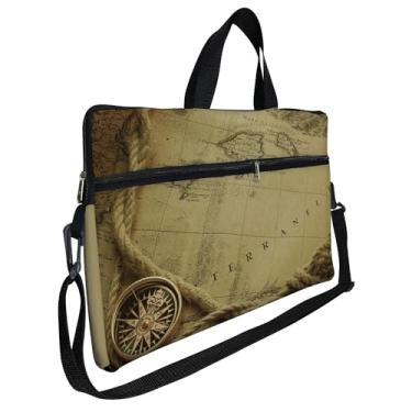 Imagem de Case Capa Maleta Premium Para Notebook Laptop de 17 e 17,3 com Alça de Mão Alça de Ombro e Zíper Lateral - Mapa Antigo