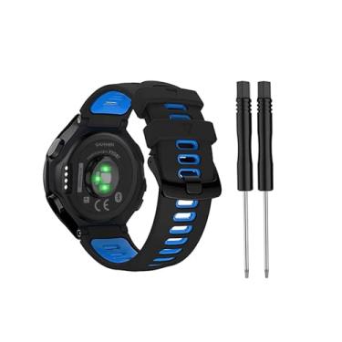 Imagem de Pulseira compatível com Garmin Forerunner 735XT/220/230/235/235 Lite/620/630, pulseira de silicone macio de substituição para smartwatch Garmin Approach S20 S5 S6, pulseira esportiva ajustável (preto