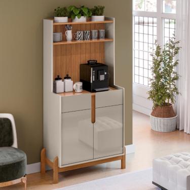 Imagem de Cantinho Café 2 Portas 2 Gavetas Lizz Casa D - Off White/Cedro
