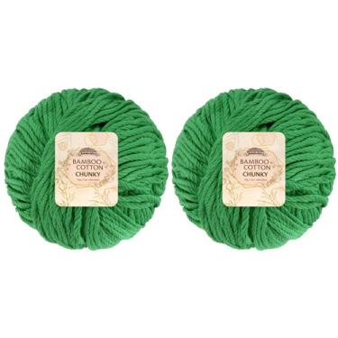 Imagem de JubileeYarn Bamboo Cotton Chunky Yarn - Shamrock Green - 2 Skeins