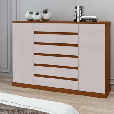 Imagem de Cômoda 2 Portas 7 Gavetas 3 Prateleiras Vedra Frassino/Off White