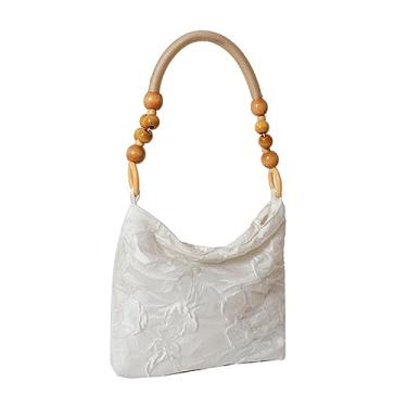 Imagem de Bolsa de ombro feminina de lona com alça superior, bolsa carteiro super leve e durável, Branco