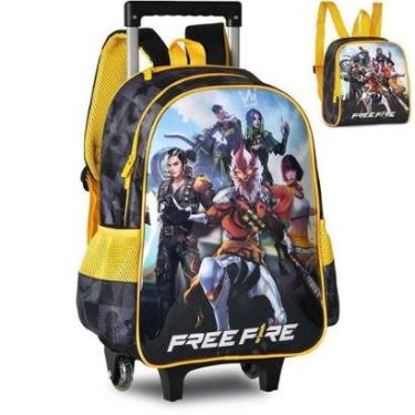 Imagem de Kit Mochila de Rodinhas Lancheira Clio Style Free Fire Preto-Masculino